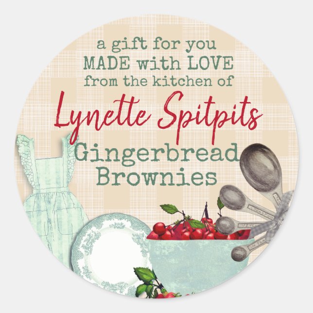 Adesivo avental da cozinha da cereja chique (Frente)