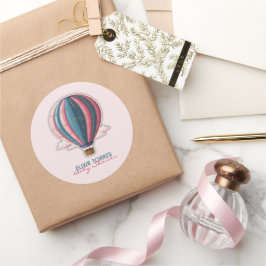 Adesivo Aventura Aguarda Chá de fraldas Azul Festivo Rosa