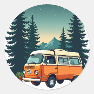Adesivo Aventura de Acampamento Retro Van Life Explorador