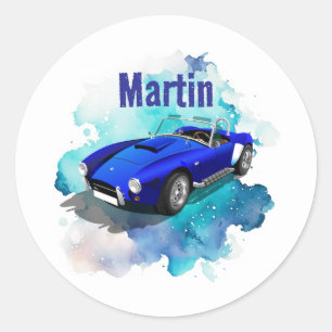 Adesivo Aventura de Aniversário de Carro Esportivo Azul Cl