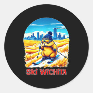 Adesivo Aventura de hamster fofo esquiando em wichita ski