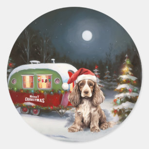 Adesivo Aventura de Natal da Caravana do Cocker Spaniel de