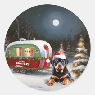 Adesivo Aventura de Natal da Caravana do Rottweiler de Inv