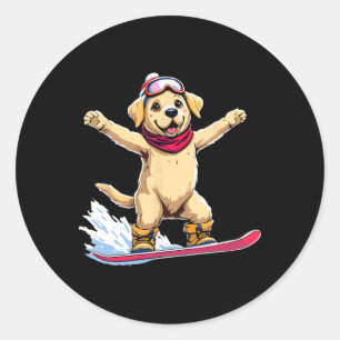 Adesivo Aventura de Snowboard para o Retriever de Ouro Cón
