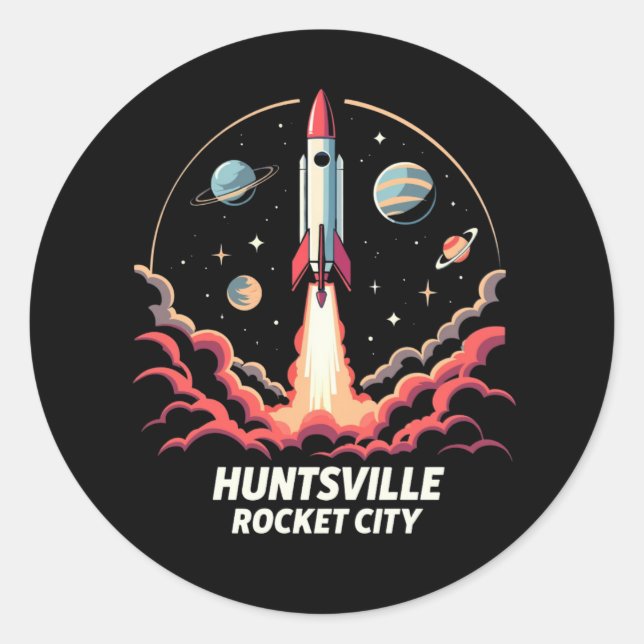 Adesivo Aventura Espacial de Rocket City em Huntsville (Frente)
