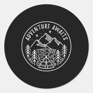 Adesivo Aventura Espera Camiseta de Tenda de Acampamento d