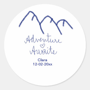 Adesivo Aventura espera coração da montanha azul adicionar