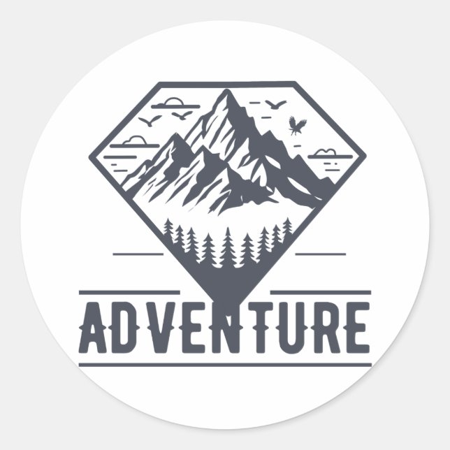 Adesivo Aventura para Montanhas Geométricas Modernas (Frente)