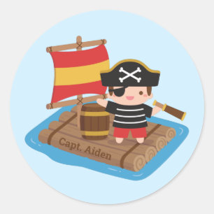 Adesivo Aventura Personalizada de Pirata de Menino Fofo pa
