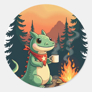 Adesivo Aventura Retro de Camping Axolotl na Natureza Vint