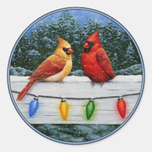 Adesivo Aves Cardinais e Luzes de Natal