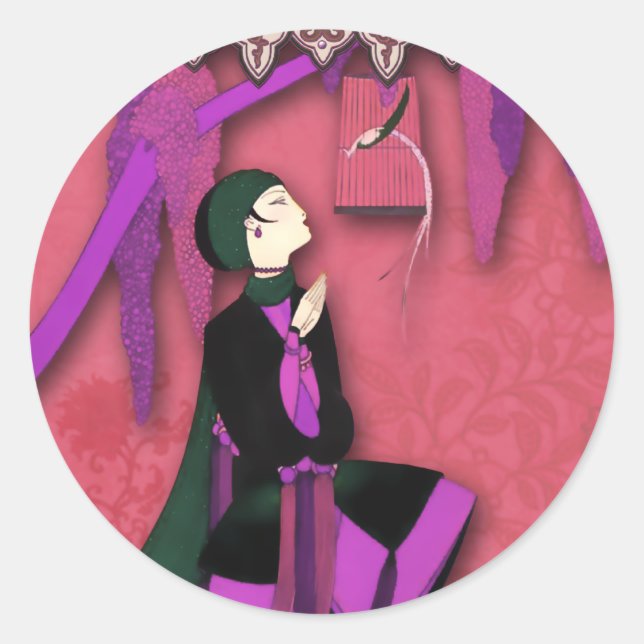 Adesivo AVES IMPERIAIS em Lilac, Forest Green e Rose (Frente)