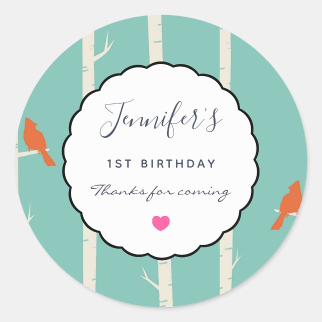 Adesivo Aves Laranja Retroativas em Obrigados de aniversár (Frente)