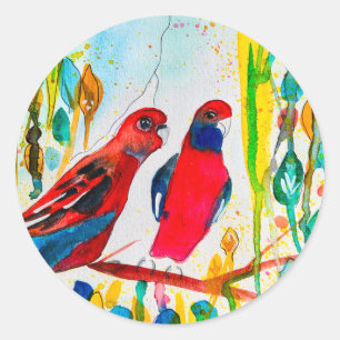 Adesivo Aves rosella na arte aquática das árvores