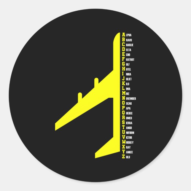 Adesivo Aviador Piloto de Alfabeto Fonético (Frente)