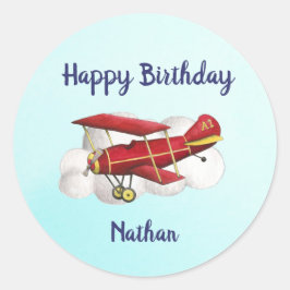 Adesivo Avião Aniversário Obrigado Vinhetas