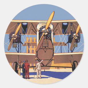 Adesivo Avião Biplano de Viagem e Transporte Antigo