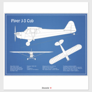 Adesivo Avião-Cub - Planos de avião em Esquema ABD