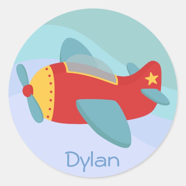 Adesivo Avião de Cartoon Colorível e Adorável (Frente)