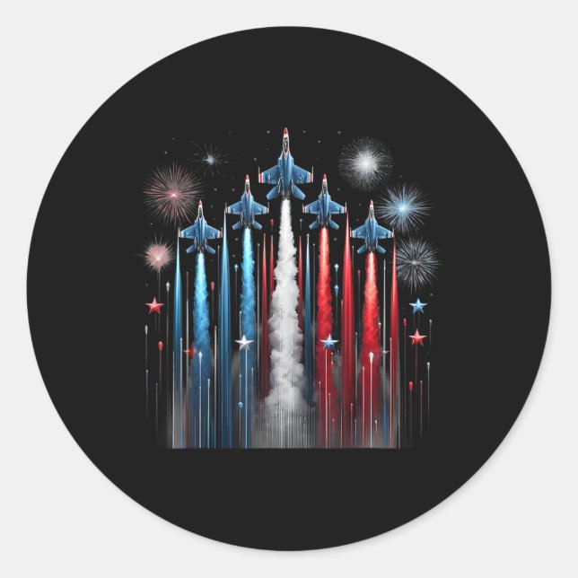 Adesivo Avião de Jato Bandeira Americana Patriótica 4º O (Frente)