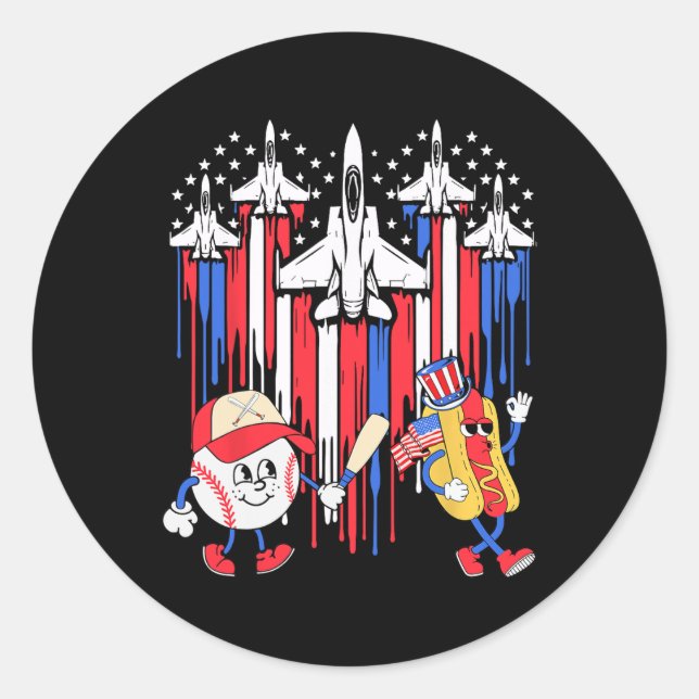 Adesivo Avião De Jato De Combatente Usa Bandeira Baseball  (Frente)