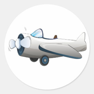 Adesivo Avião de Propulsor de Desenho Animado Branco Estil