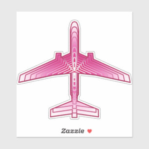 Adesivo Avião do art deco, fúcsia e rosa Pastel