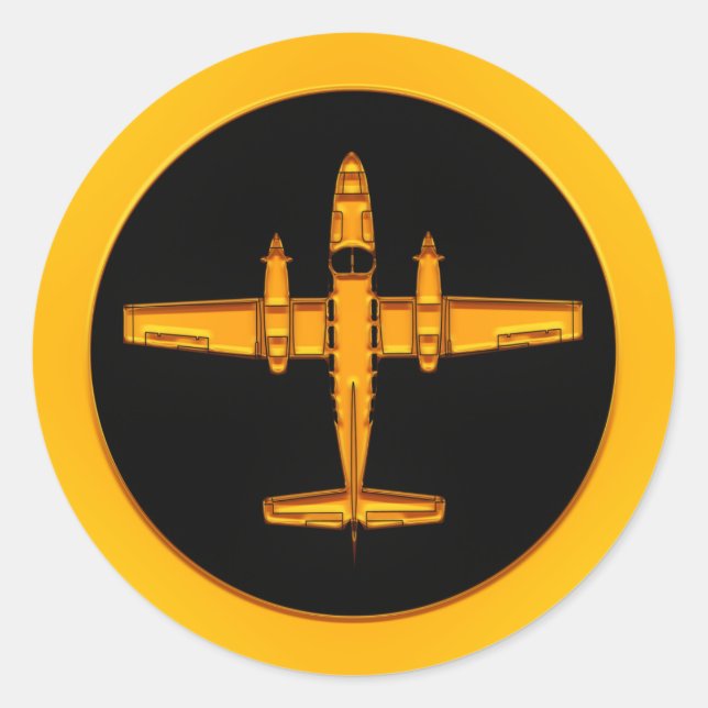 Adesivo Avião Dourado Twin Prop (Frente)