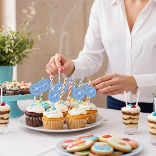 Adesivo Avião no céu azul personalizado Aniversário