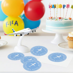 Adesivo Avião Personalizado em Parabéns Azuis Altos