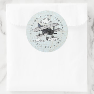 Adesivo Avião Vintage Favor de Festa de aniversário Vi