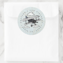 Adesivo Avião Vintage | Favor de Festa de aniversário Viag