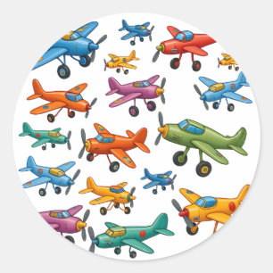 Adesivo Aviões Antigos Coloridos Padrão – Aviação Retro