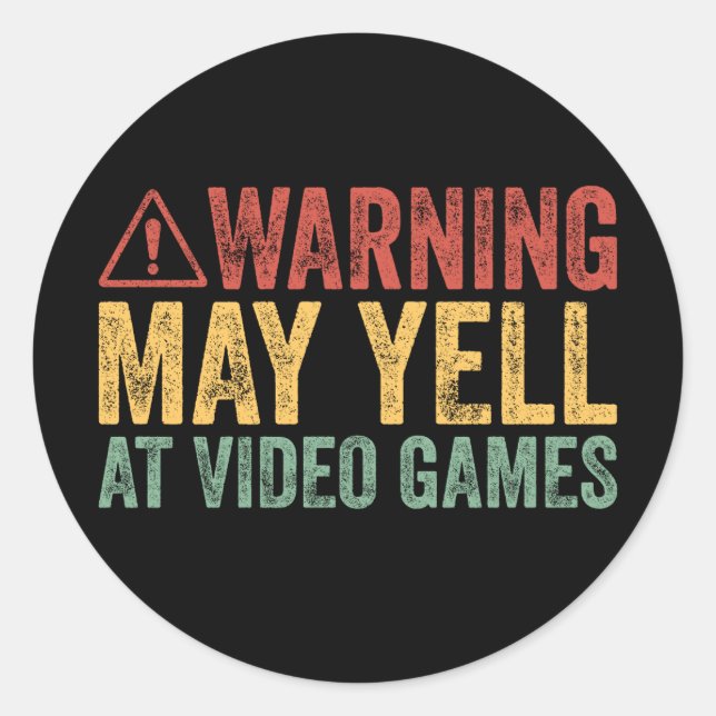 Adesivo Aviso Antigo Pode Gritar Com Video Games (Frente)