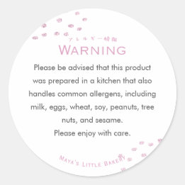 Adesivo Aviso de Alergia de Glitter Rosa Minimalista em Po