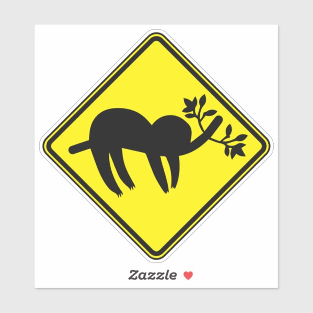 Adesivo Aviso de Arte Animal Lenta com Clipart Preguiçoso (Folha)