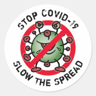 Adesivo Aviso de Cartoon Engraçado do Vírus Corona Covid