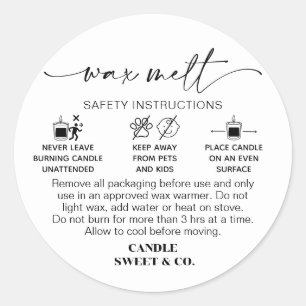 Adesivo Aviso de Fusão de Cera Instruções de queimadura