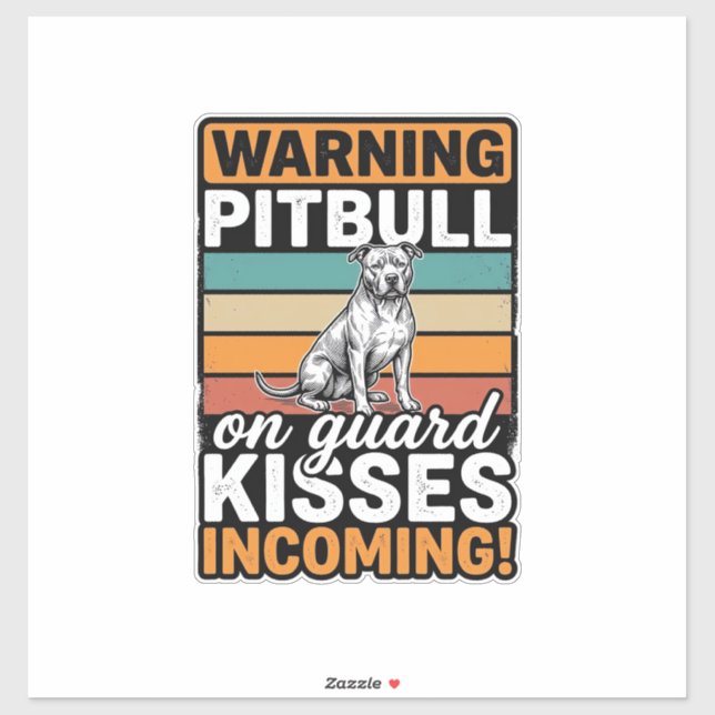 Adesivo Aviso de Pitbull Beijos a Caminho Design de Cachor (Folha)