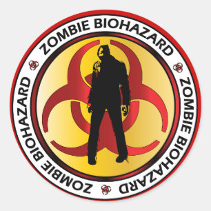 Adesivo Aviso de Resíduos de Biohazard Zombie Engraçado Ha