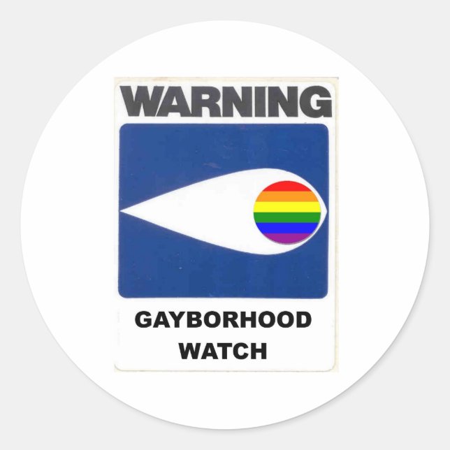 Adesivo Aviso: Monitoramento de Gayborhood (Frente)