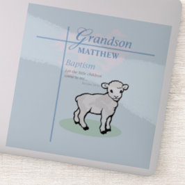 Adesivo Avô Baptism Blue Boy Lamb Personalizado