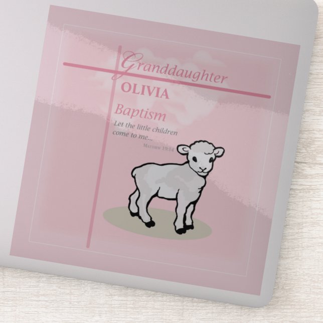 Adesivo Avô Baptism Lâmpada Rosa Personalizada (Detalhe)