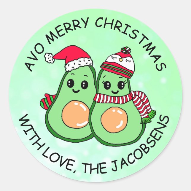 Adesivo Avo Feliz Natal Avocado Humor Holiday (Frente)