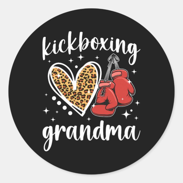 Adesivo Avó Kickboxing De Uma Avó Kickboxer Ouça (Frente)