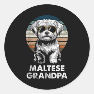 Adesivo Avô Maltês Legal Retro Divertido Dono de Cachorro