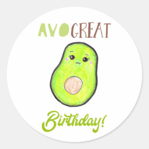 Adesivo Avo ótimo aniversário kawaii abacate desenhado à m