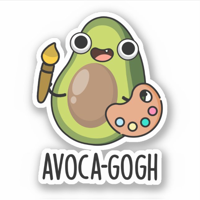 Adesivo Avoca-gogh Funny Avocado Artista Pun (Frente)