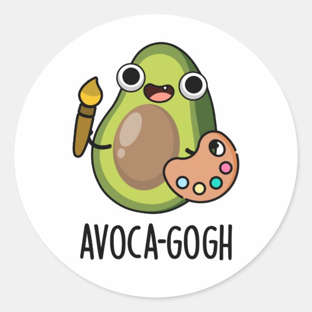 Adesivo Avoca-gogh Funny Avocado Artista Pun (Frente)