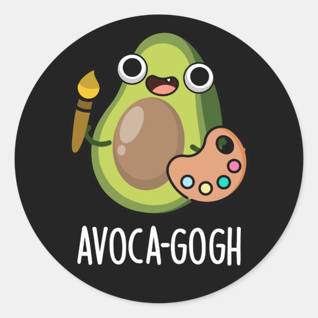 Adesivo Avoca-gogh Funny Avocado Artista Pun Dark BG (Frente)